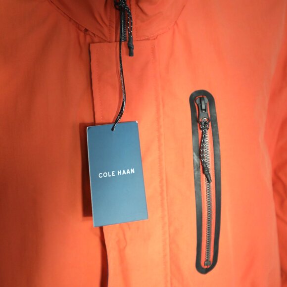 COLE HAAN Men's Water-resistant Packable Field Jacket - Orange, NWT - Picture 2 of 4